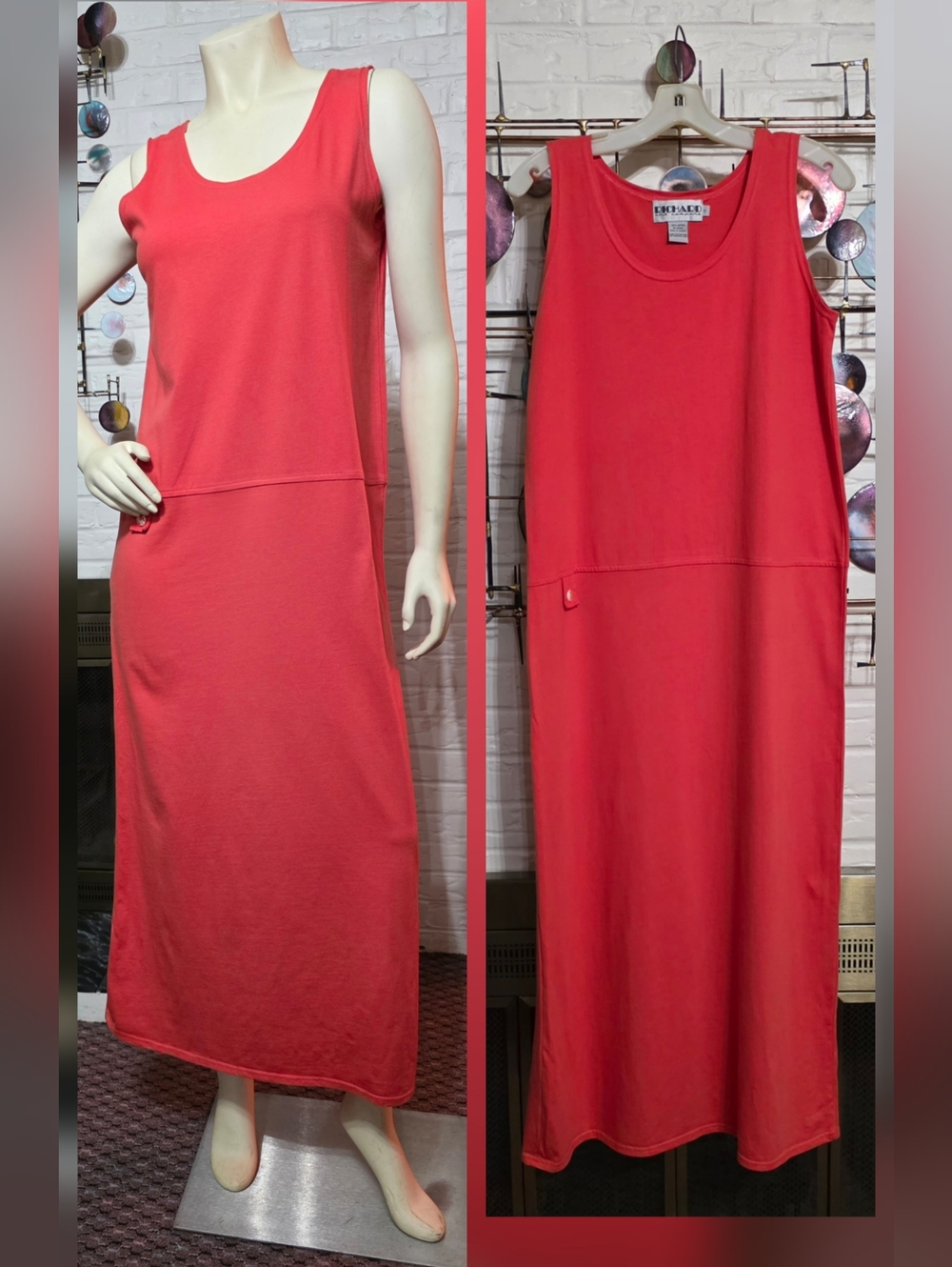RICHARD and COMPANY | Sleeveless Coral Maxi Dress - Classic Tank Style